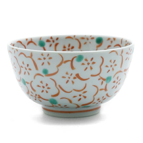 九谷焼：赤絵梅書詰文汲出・九谷美陶園