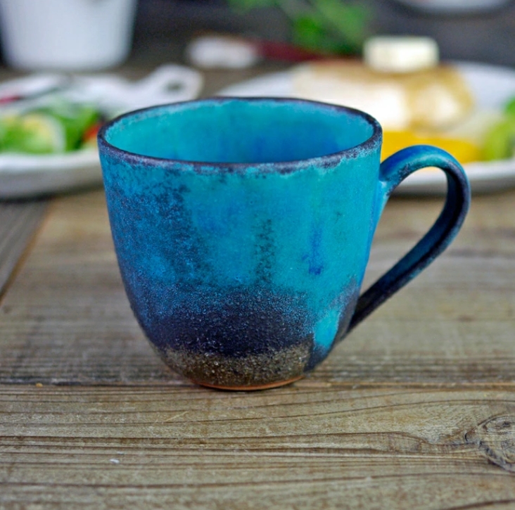 シャビーターコイズ マグカップ 益子焼