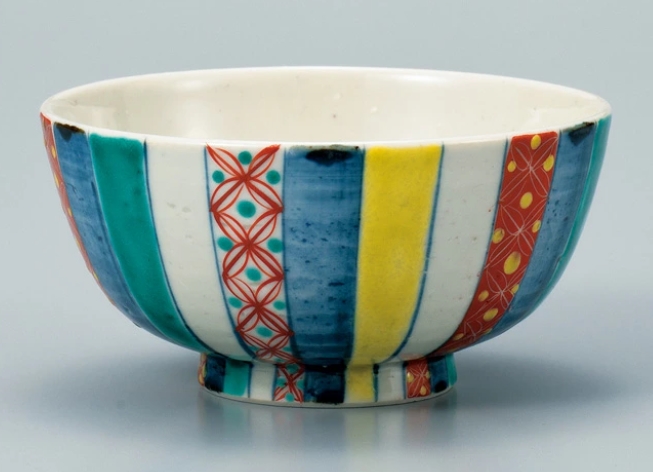 九谷焼 飯碗 色絵小紋十草