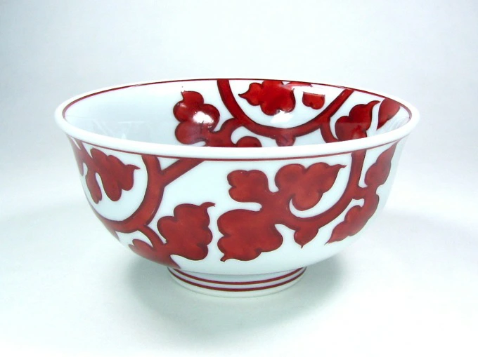 【有田焼】【源右衛門窯】 赤絵唐草文飯碗