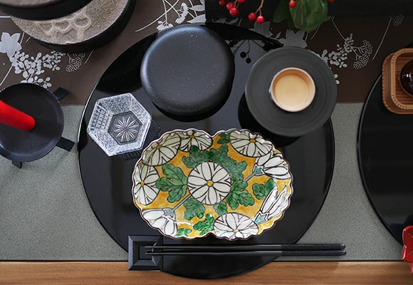 有田焼 黄濃乾山菊 二重菊向付