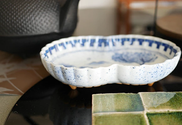 有田焼 吹墨山水 二重菊向付