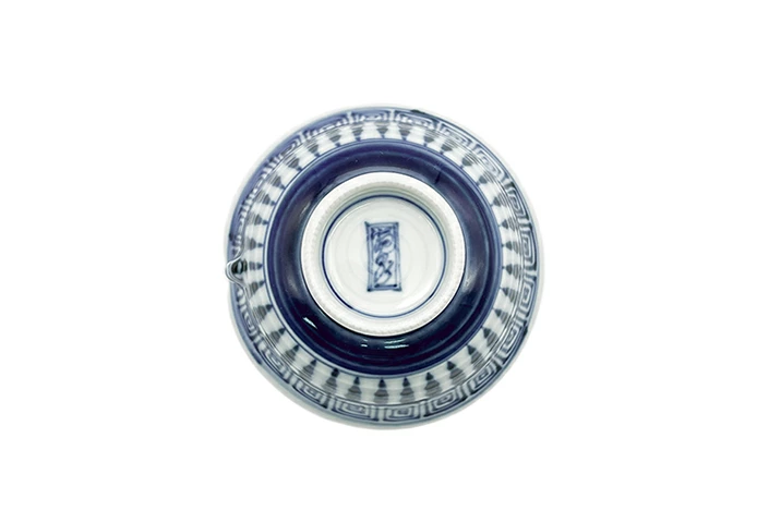 染付地紋十草 なぶり小付