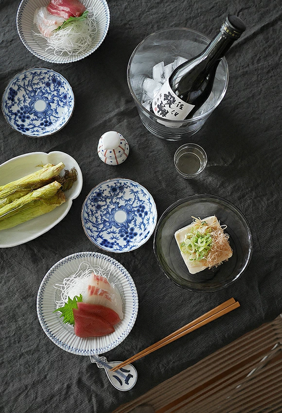 有田焼 染付松竹梅 桔梗渕小皿