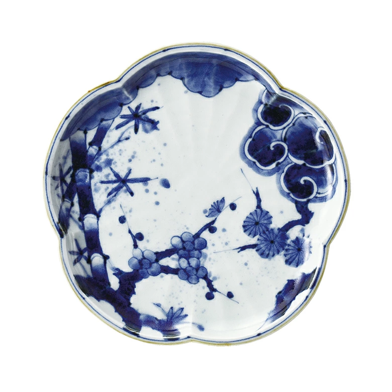 有田染付けシリーズ 松竹梅 花型8寸皿