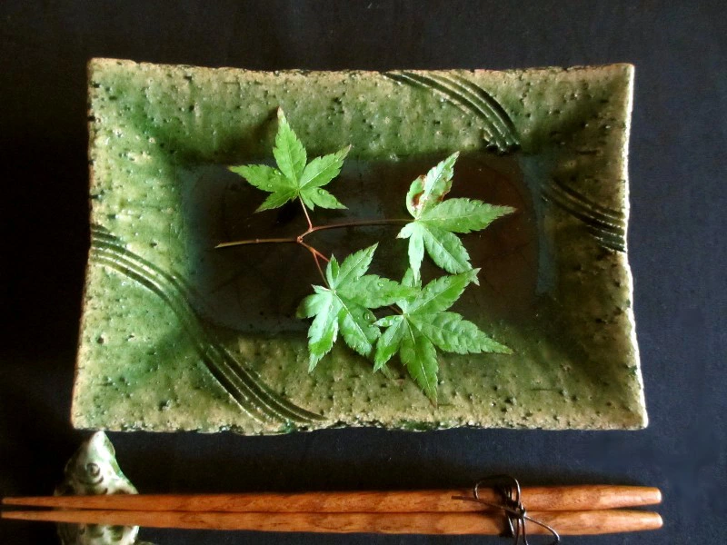 野々村浩司 総 織部 櫛目文 長角皿