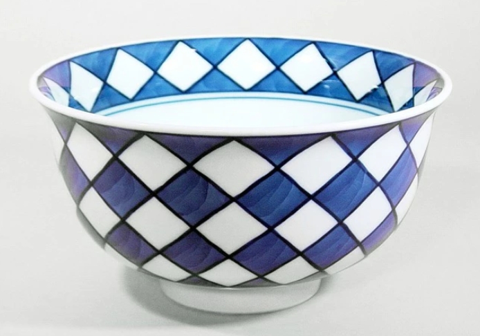 【有田焼】【源右衛門窯】 染付市松紋麺鉢