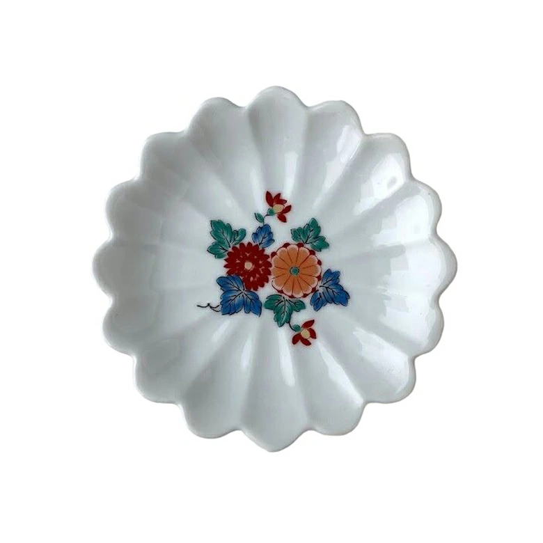 辻与製陶所 与山窯
見込赤絵 七宝菊型手塩皿