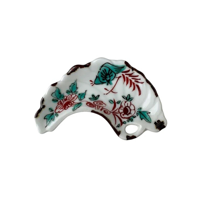 辻与製陶所　与山窯
錦花鳥絵　銀杏型手塩皿