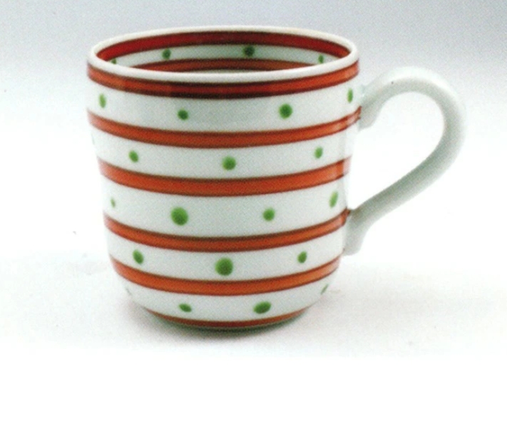 【有田焼】【源右衛門窯】 赤絵筋丸紋マグカップ