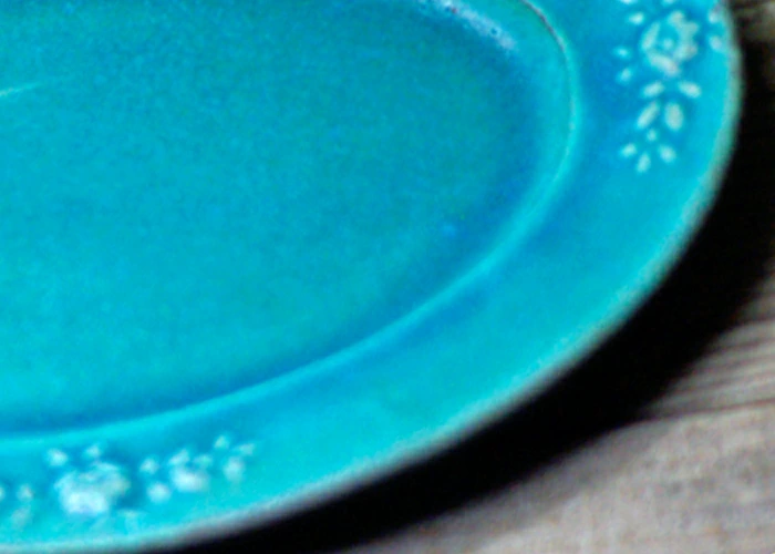 益子焼 シャビーターコイズ オーバル 花模様 おしゃれ ターコイズブルー 楕円皿