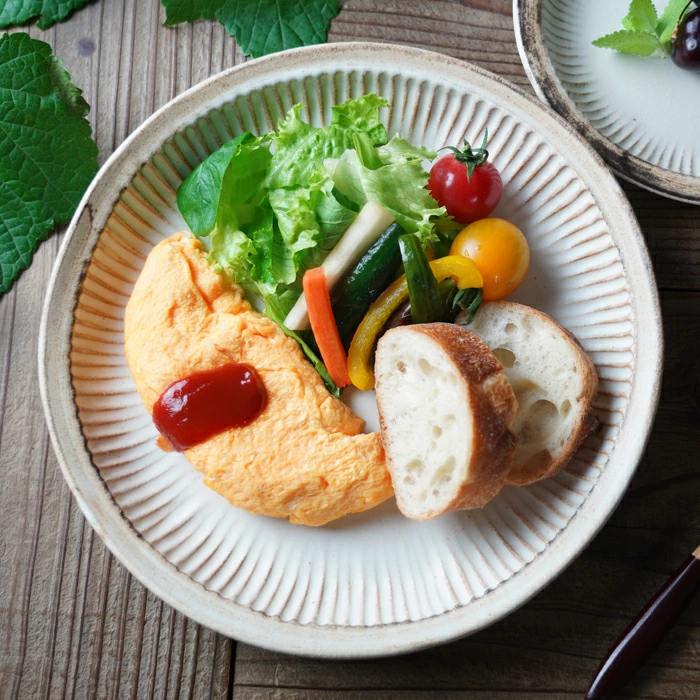 益子焼 アンティークスリムライン プレート(L)