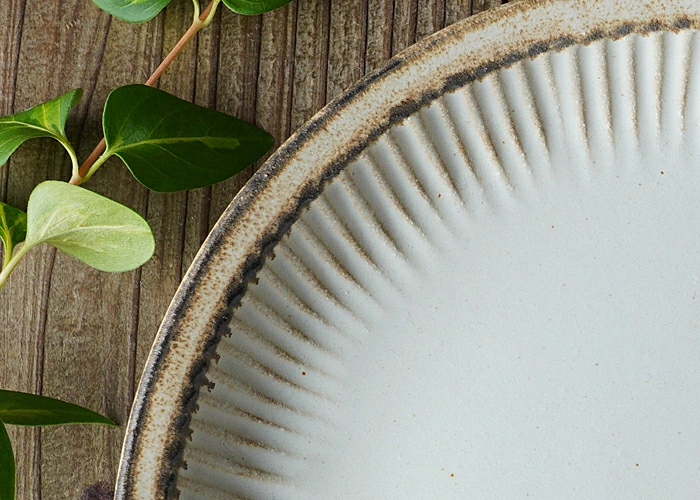 益子焼 アンティークスリムライン プレート(L)