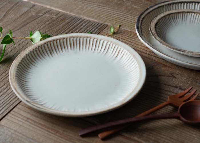 益子焼 アンティークスリムライン プレート(M)