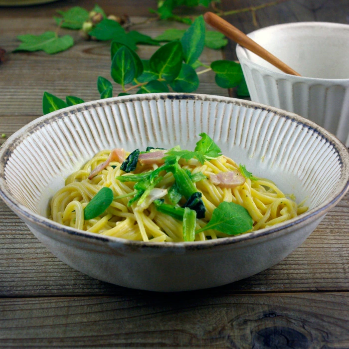 益子焼アンティークスリムライン パスタ皿 (リム付き鉢　リムボウル）