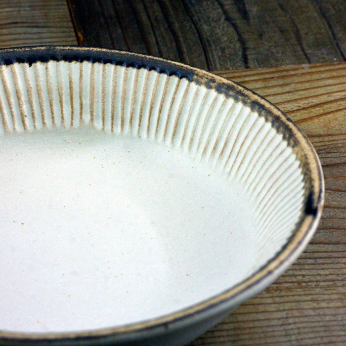 益子焼アンティークスリムライン パスタ皿 (リム付き鉢　リムボウル）