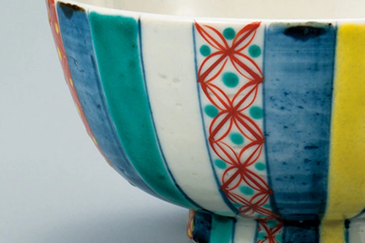 九谷焼 飯碗 色絵小紋十草