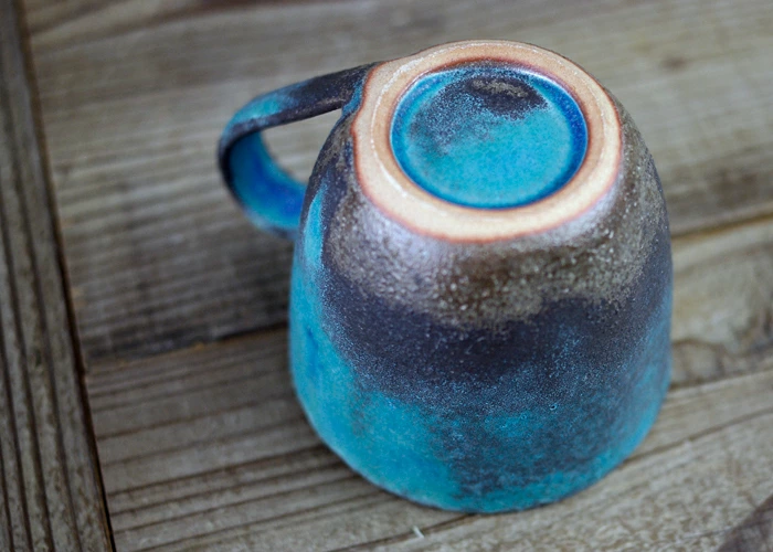 シャビーターコイズ マグカップ 益子焼