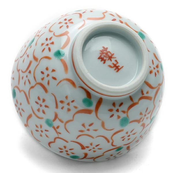 九谷焼：赤絵梅書詰文汲出・九谷美陶園