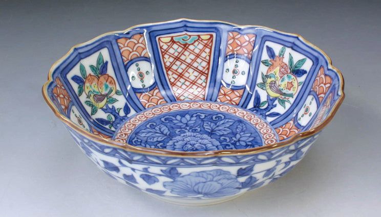 高級 作家物 日本製 伝統工芸品 京焼・清水焼 高野昭阿弥 間取三聖果五.五寸鉢