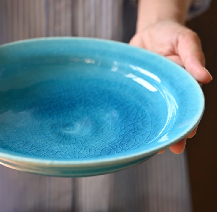 ｜和食器　中皿　トルコブルー七寸深皿-21cm-（KIA-111）　作家「荒木漢一」