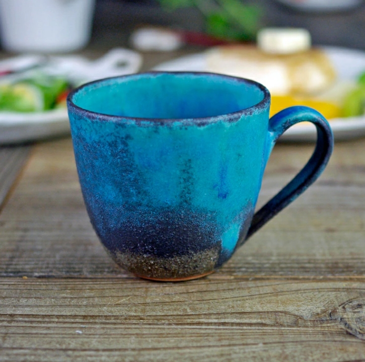 シャビーターコイズ マグカップ 益子焼