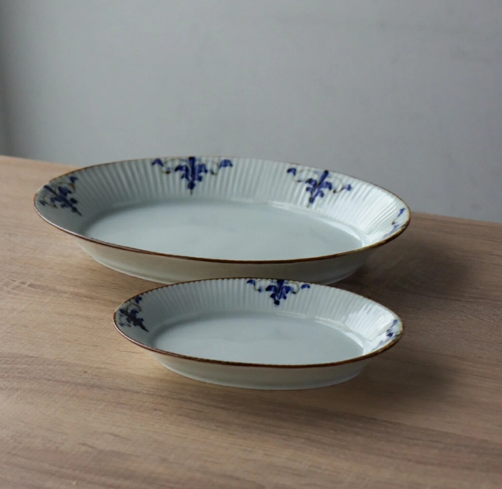 オーバルプレート 深皿 有田焼 リーヴス しのぎ オーバル皿 M L 楕円皿