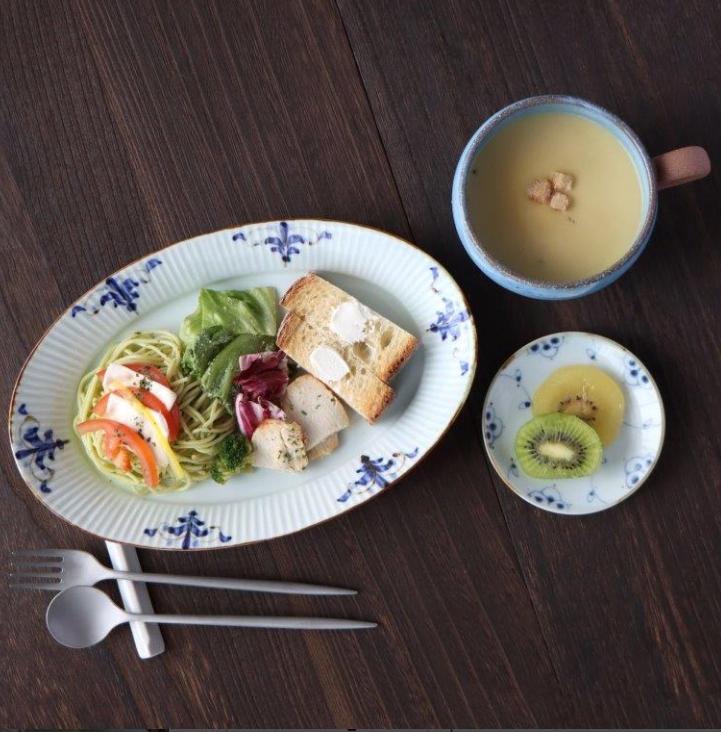 オーバルプレート 深皿 有田焼 リーヴス しのぎ オーバル皿 M L 楕円皿