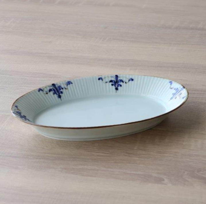 オーバルプレート 深皿 有田焼 リーヴス しのぎ オーバル皿 M L 楕円皿