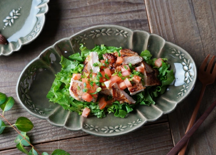 益子焼 ラビエ 浅鉢（大） グレー / シンデレラシリーズ わかさま陶芸 楕円鉢 浅鉢