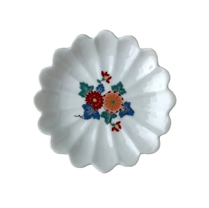 見込赤絵　七宝菊型手塩皿 