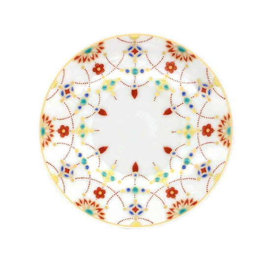 九谷吉祥　縁起豆皿　瓔珞文 