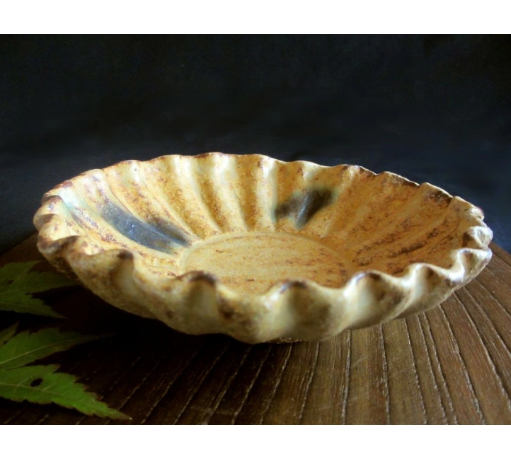 皿 ■ 浜田純理 黄瀬戸 山柿 5寸 菊皿 (1皿)