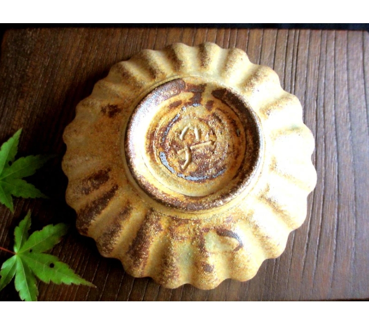 皿 ■ 浜田純理 黄瀬戸 山柿 5寸 菊皿 (1皿)