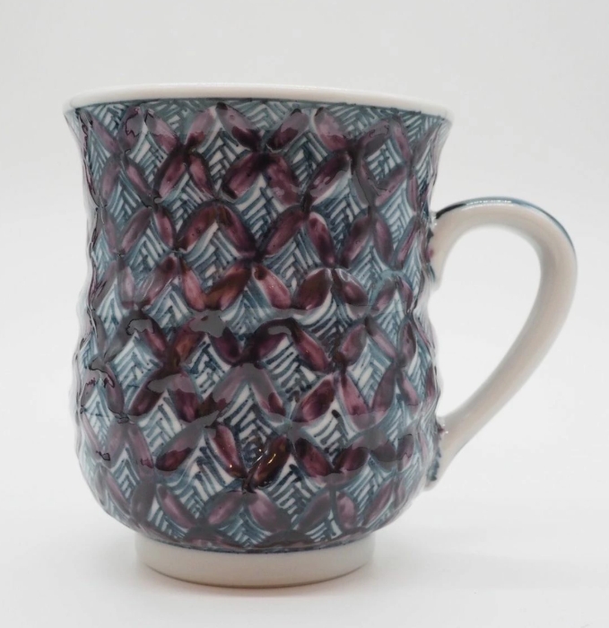 京焼・清水焼 村田幸之介(六齋窯) 山水紫七宝マグカップ