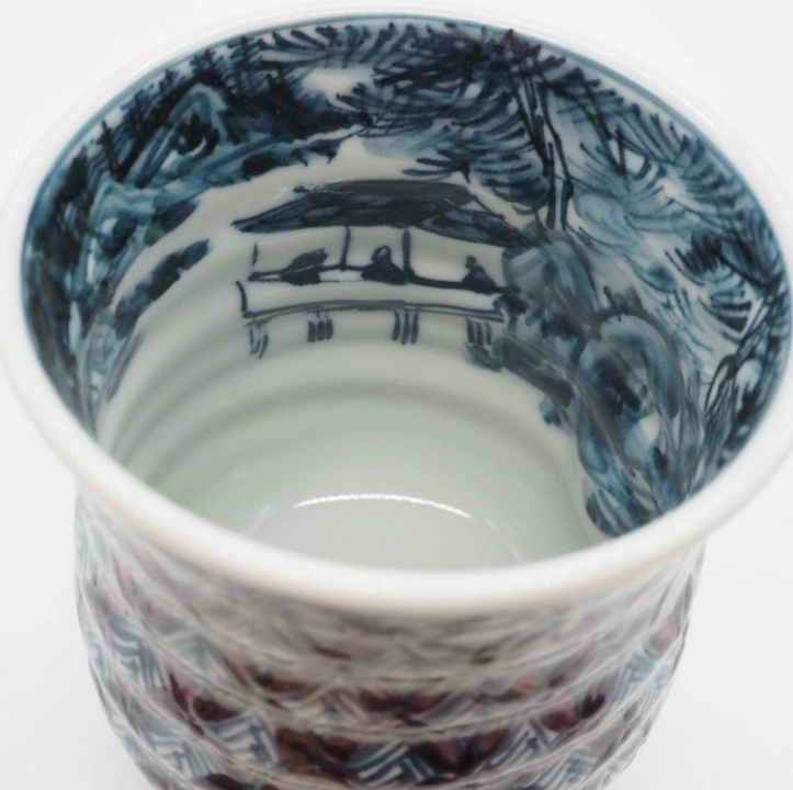 京焼・清水焼 村田幸之介(六齋窯) 山水紫七宝マグカップ