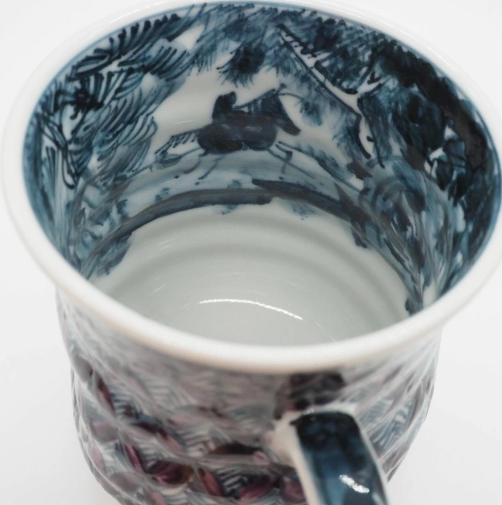 京焼・清水焼 村田幸之介(六齋窯) 山水紫七宝マグカップ