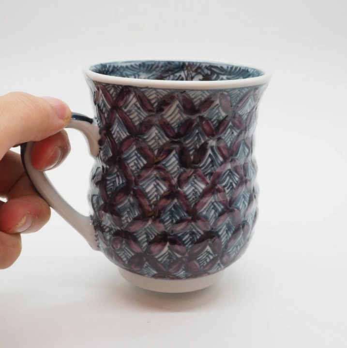 京焼・清水焼 村田幸之介(六齋窯) 山水紫七宝マグカップ