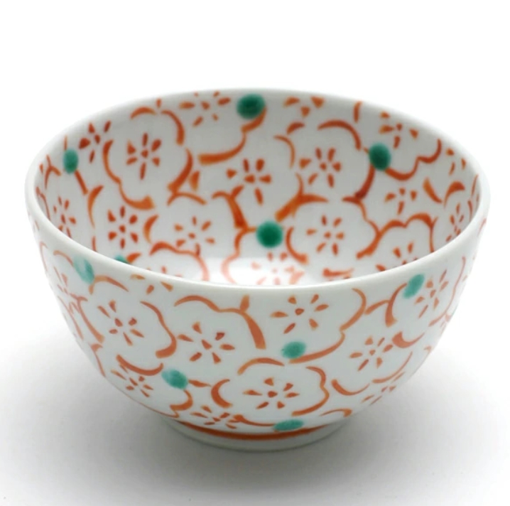 九谷焼：赤絵梅書詰文汲出・九谷美陶園