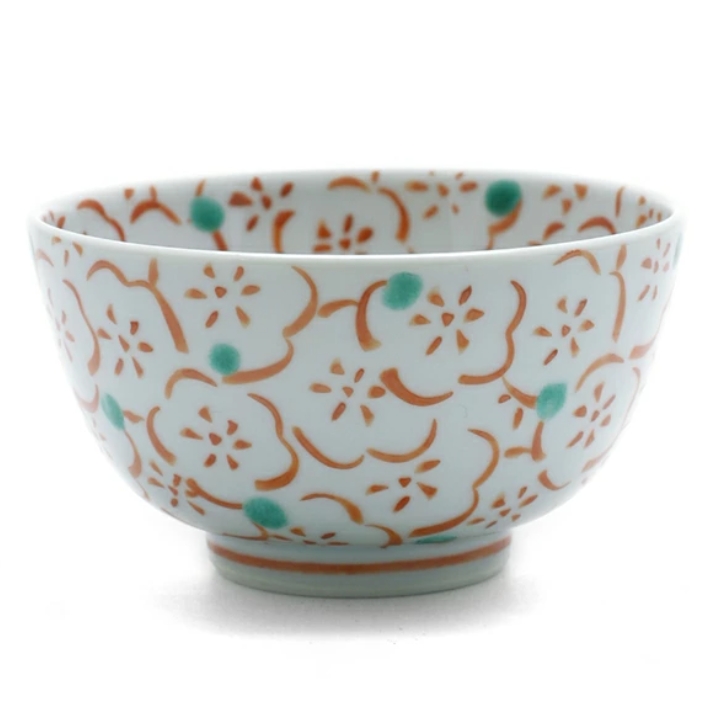 九谷焼：赤絵梅書詰文汲出・九谷美陶園