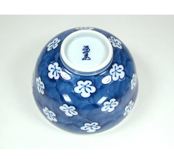 【有田焼】【源右衛門窯】 古染風梅紋飯碗 （深型）