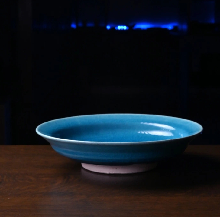 和食器　中皿　トルコブルー七寸深皿-21cm-（KIA-111）　作家「荒木漢一」