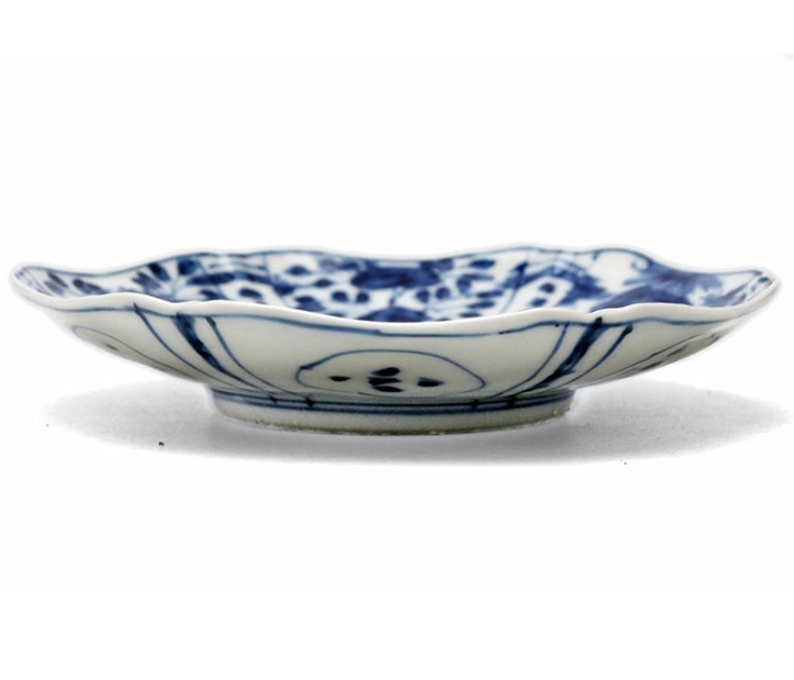 染付芙蓉手六角打込皿・土山敬司《小皿・14.0cm》