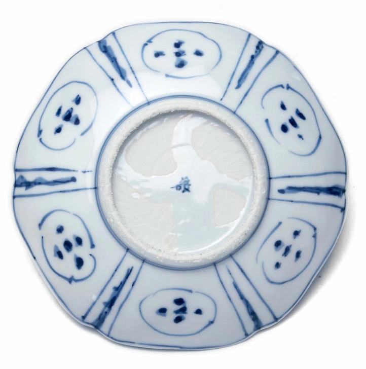 染付芙蓉手六角打込皿・土山敬司《小皿・14.0cm》