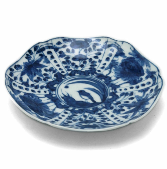 染付芙蓉手六角打込皿・土山敬司《小皿・14.0cm》