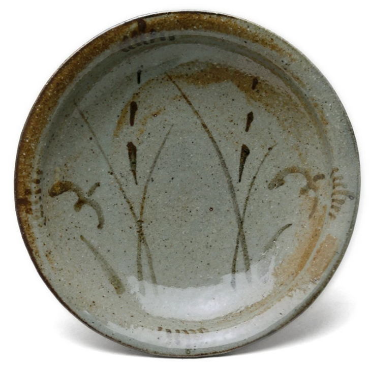 唐津焼:絵唐津五寸五分皿・草鳥文・中村恵子《中皿・16.5cm》