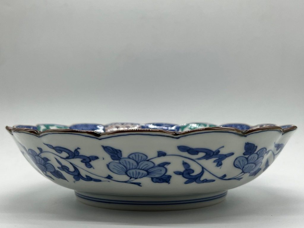 京焼・清水焼 高野昭阿弥 色絵祥瑞唐子菊型七寸鉢