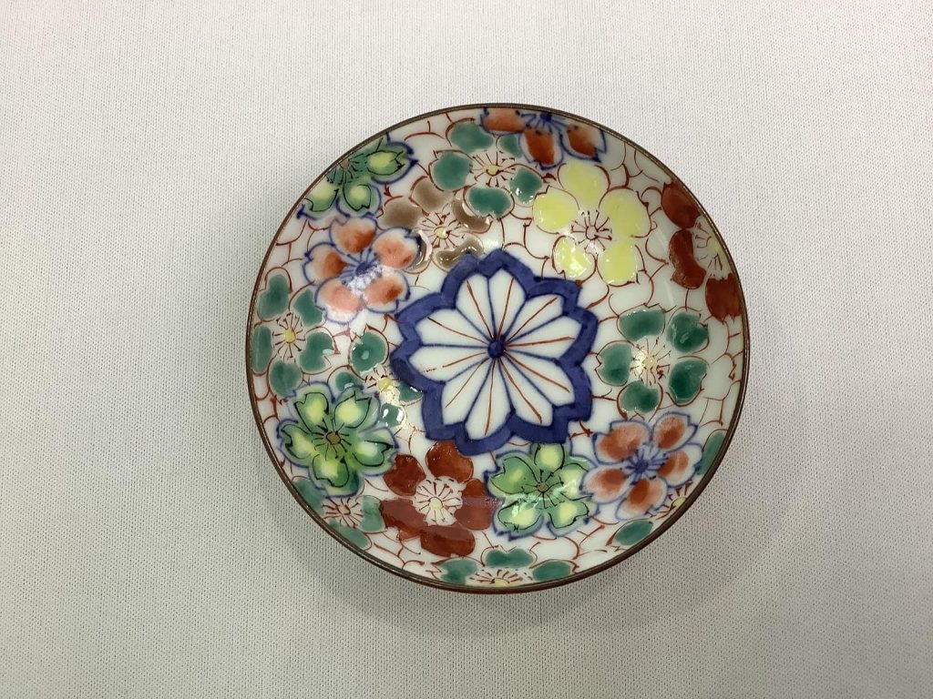 京焼・清水焼 矢野正三（碧黄石窯） さくら吹雪平盃