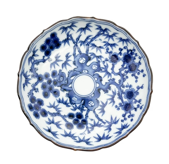 有田焼 染付松竹梅 桔梗渕小皿