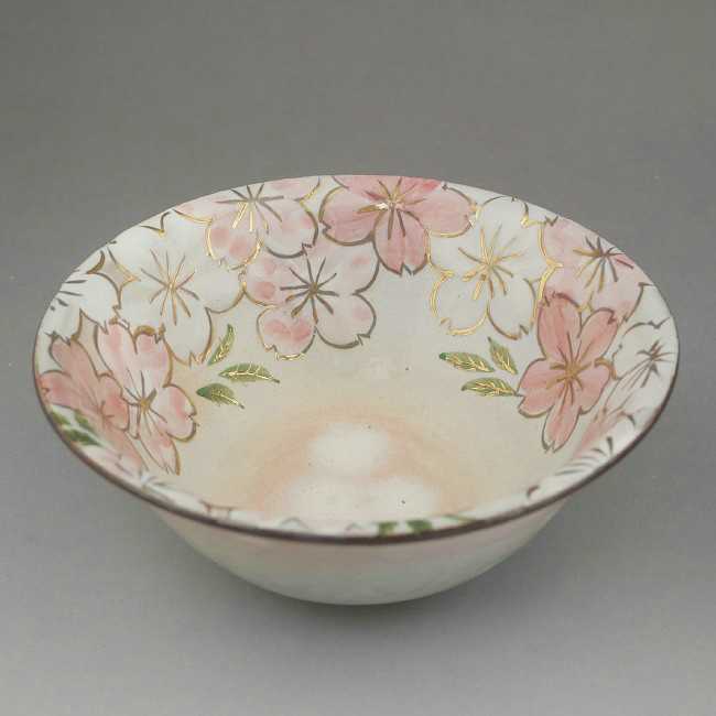 京焼 清水焼　花あかりご飯茶碗　俊山　小